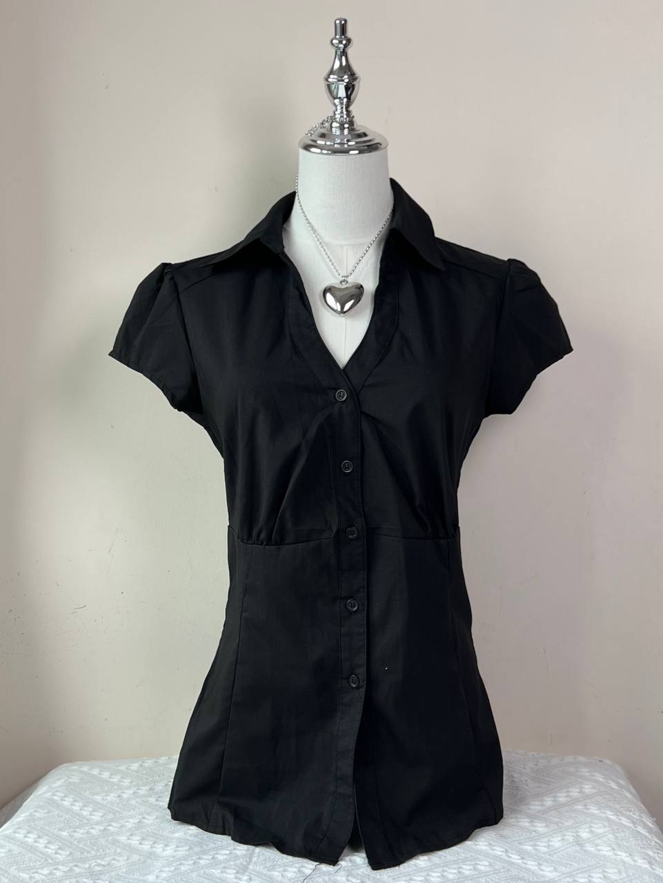Black Laced Back Blouse