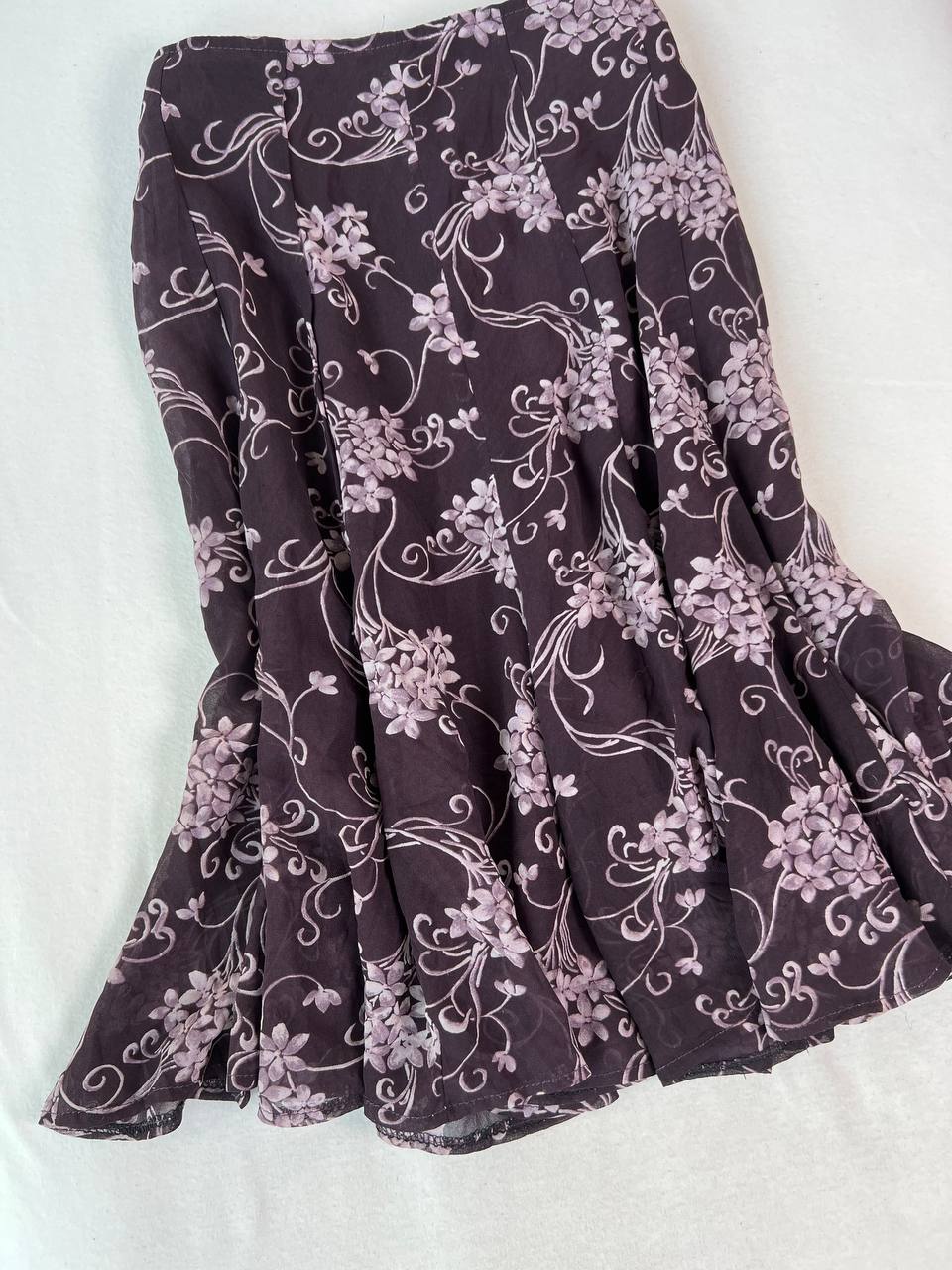 Purple Floral Midi Skirt