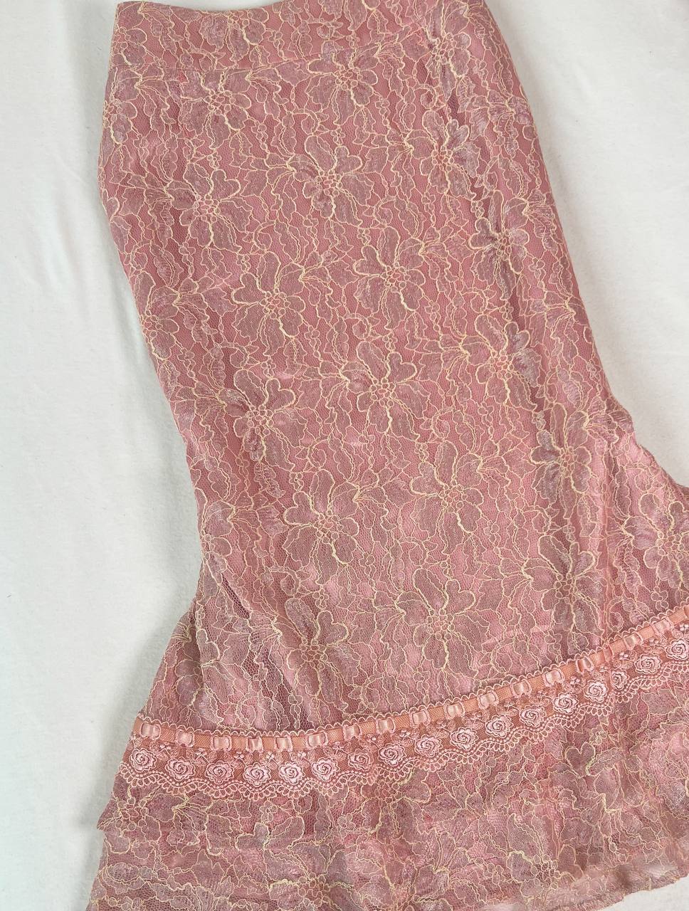 Lace Overlay Midi Skirt