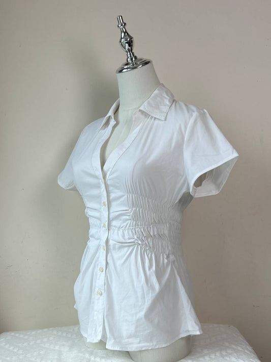 White Fitted Blouse (Brand: Tahari)