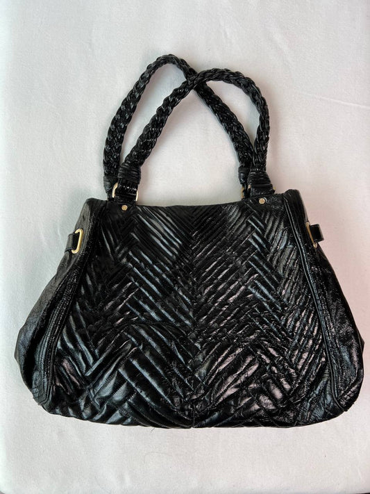 Black Leather Braided Bag