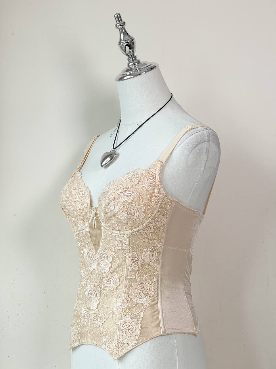 Apricot Lace Overlay Corset