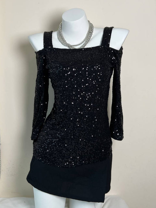 Black Sequinned Off Shoulder