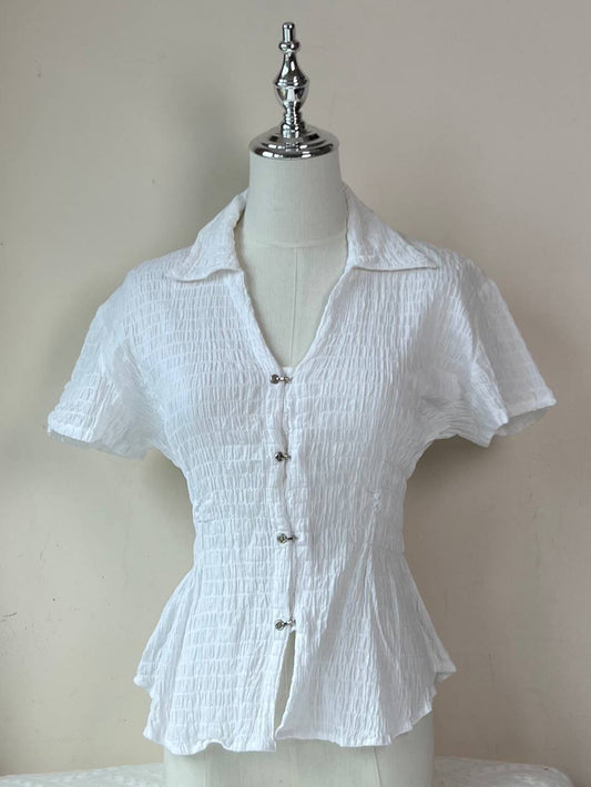 White Fitted Blouse (Brand: Quigg Petite)