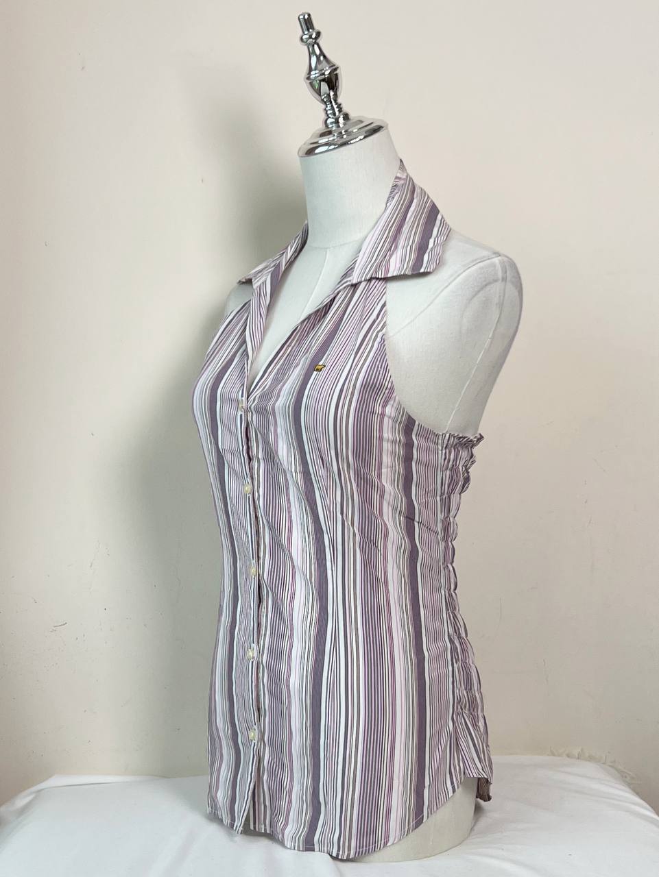 Purple Striped Fitted Halter