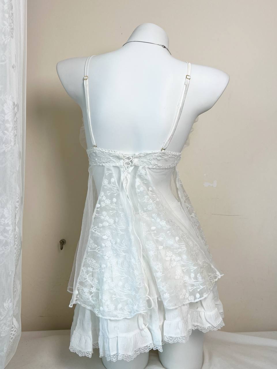 Sheer White Lace Panel Slip