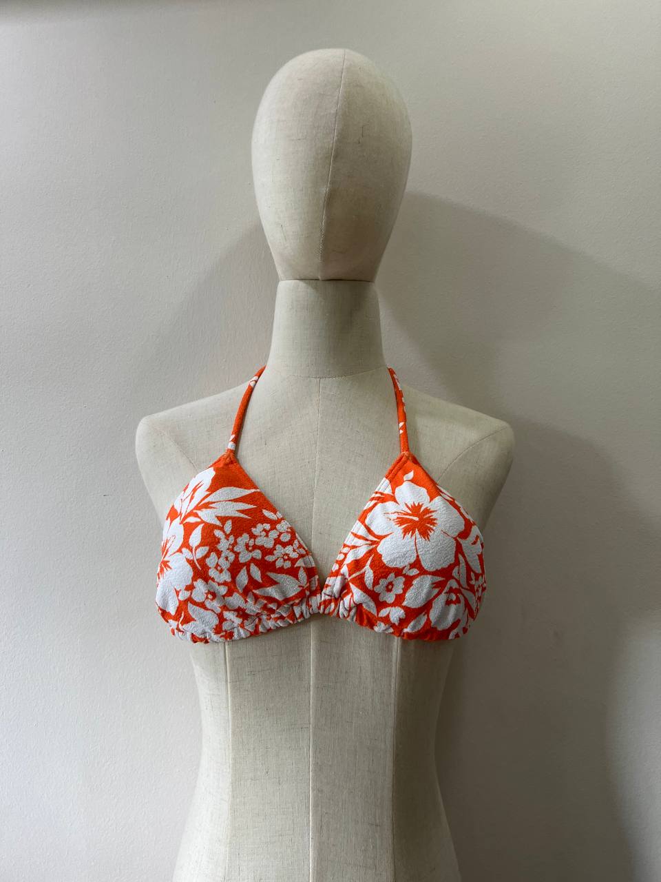 Orange Floral Bikini Top