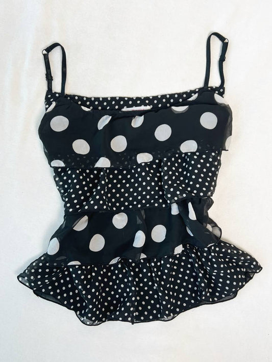 Black Tiered Polka Dot Cami