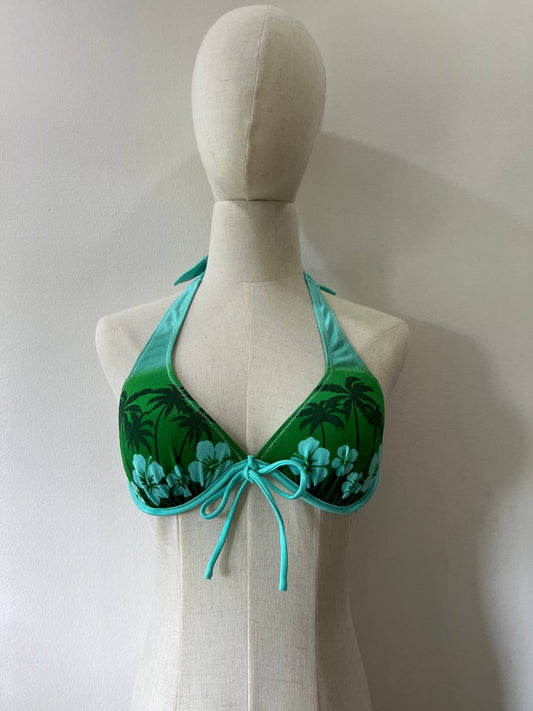 Blue and Green Floral Bikini Top