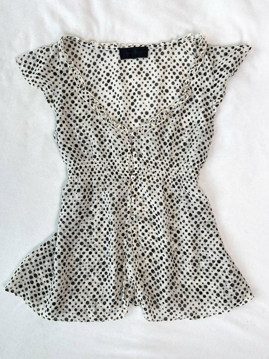 Sheer White Polka Dot Shoujo Blouse