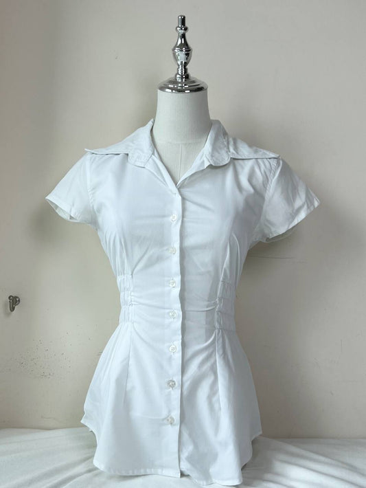 White Fitted Blouse (Brand: FCNY)
