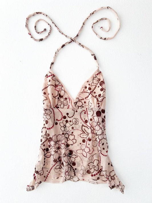 Polka Dot & Floral Print Halter