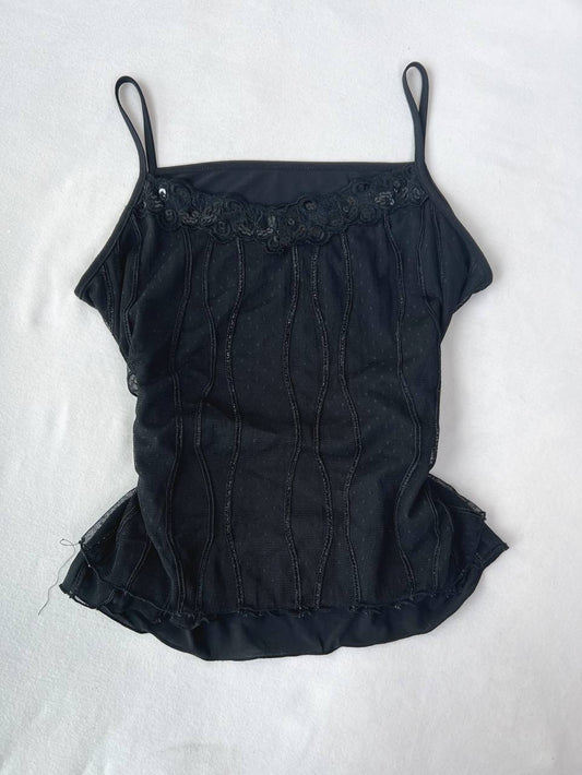 Mesh Overlay Cami with Sequin Embroidery