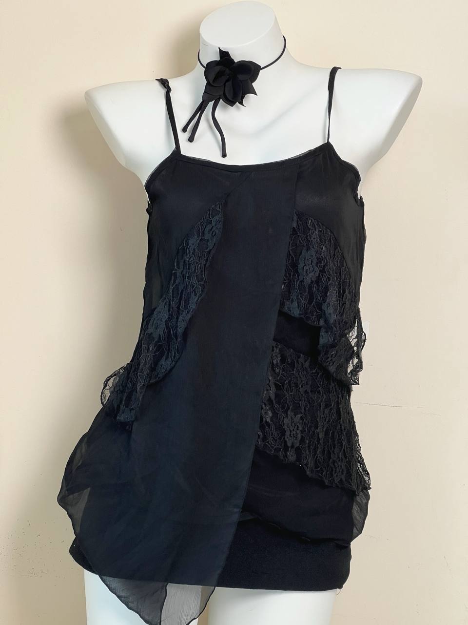 Asymmetrical Lace Overlap Cami