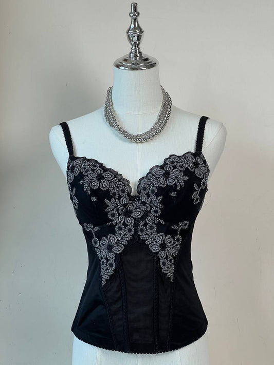 Contrast Embroidered Corset