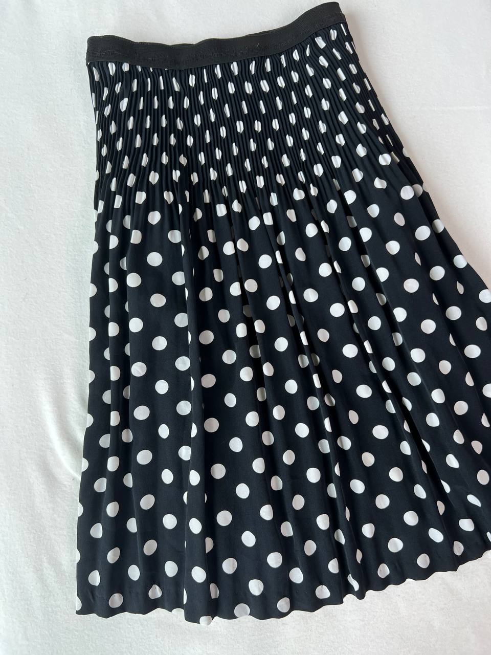 Polka Dot Pleated Midi Skirt