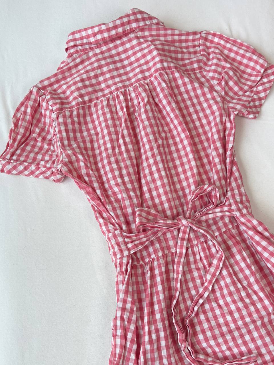 Gingham Waist Tie Blouse