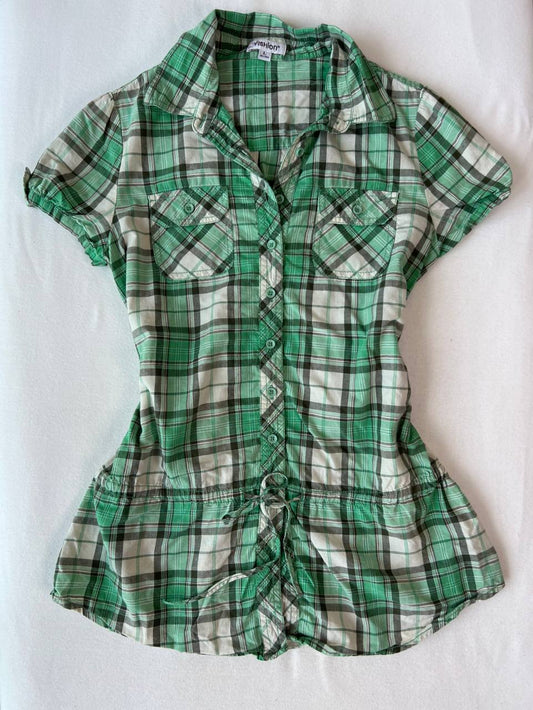 Green Plaid Blouse