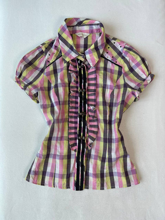 Pink & Yellow Plaid Blouse