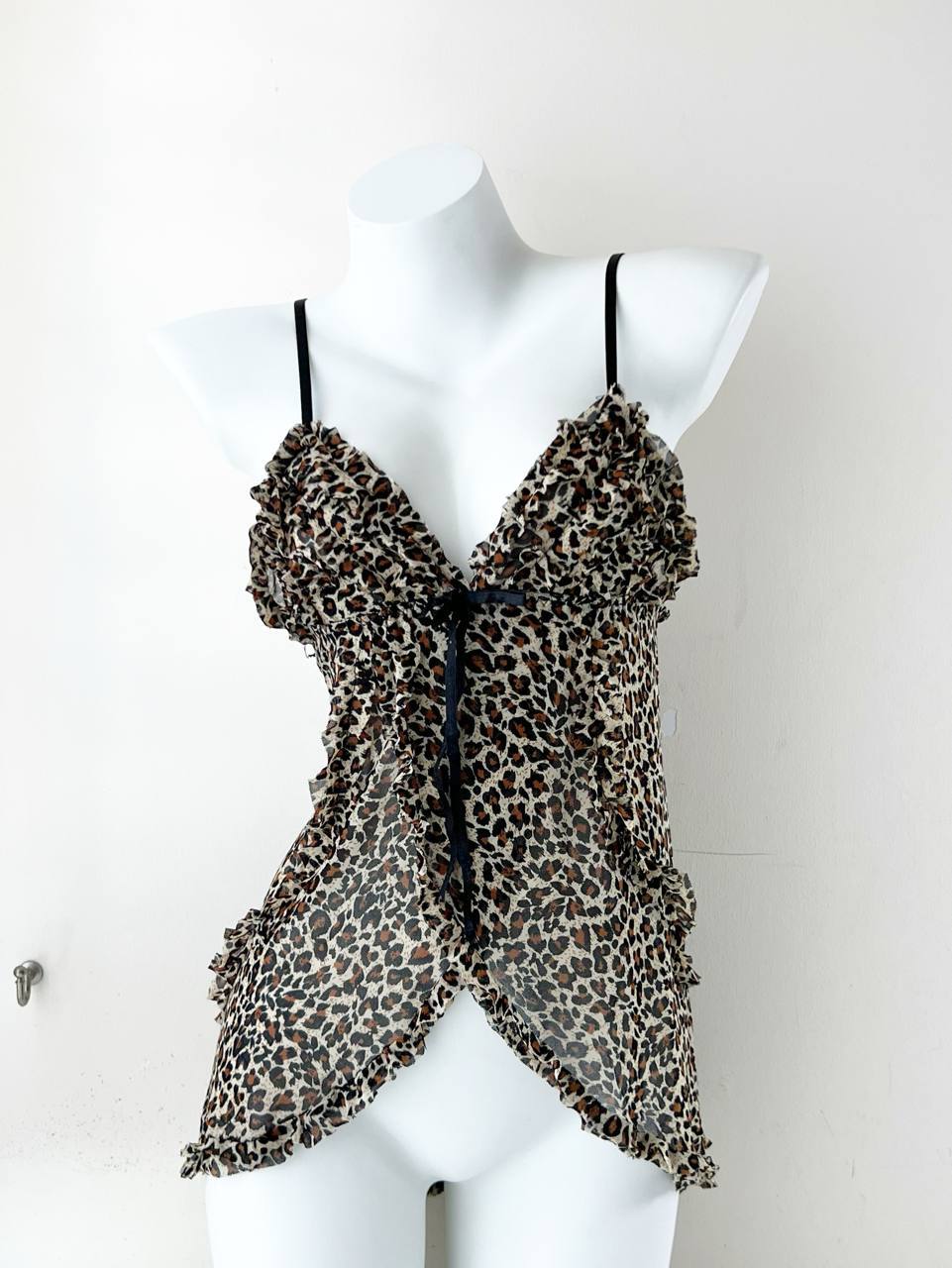 Open Front Leopard Print Babydoll