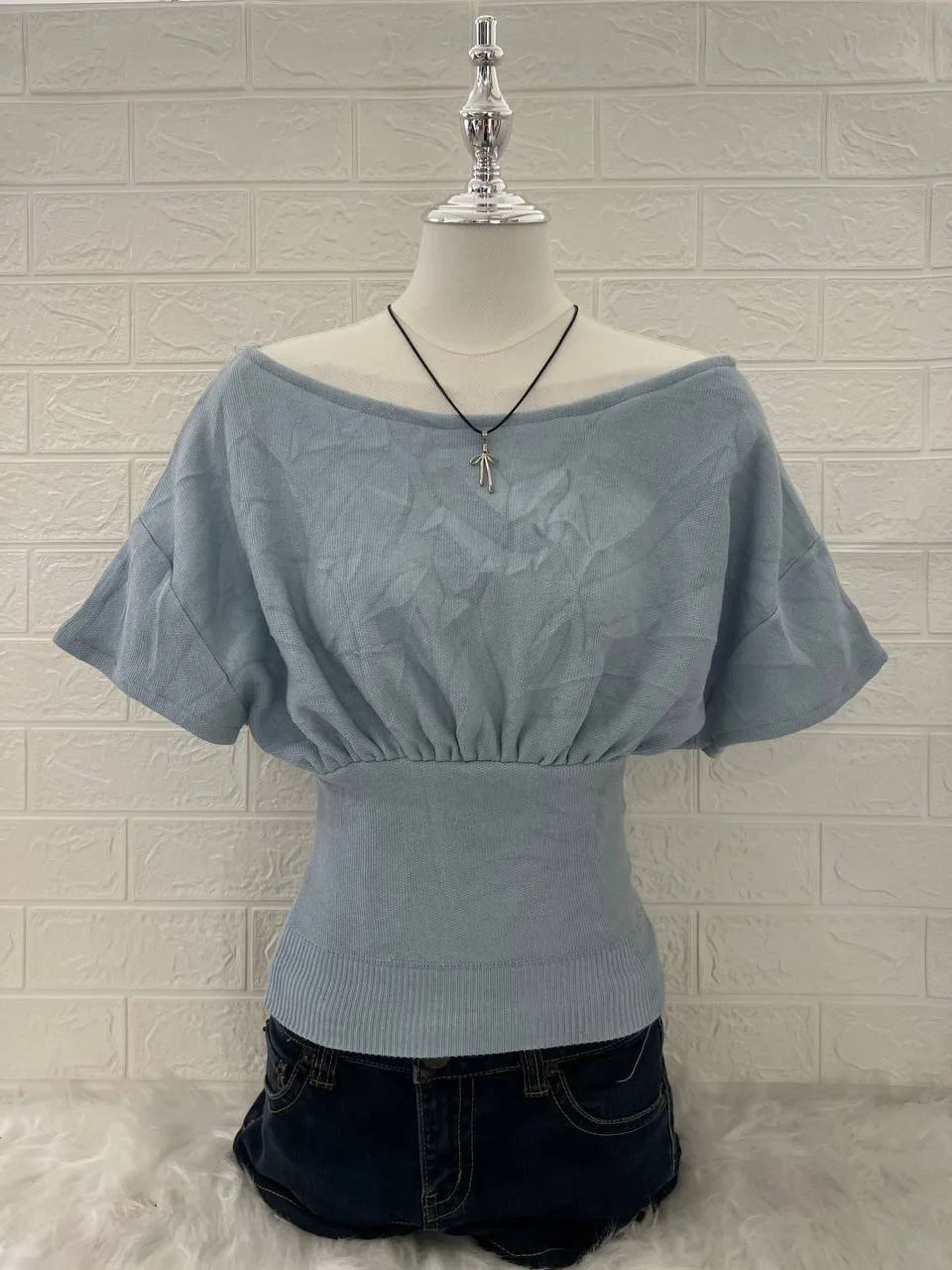 Baby Blue Slouchy Off Shoulder 1