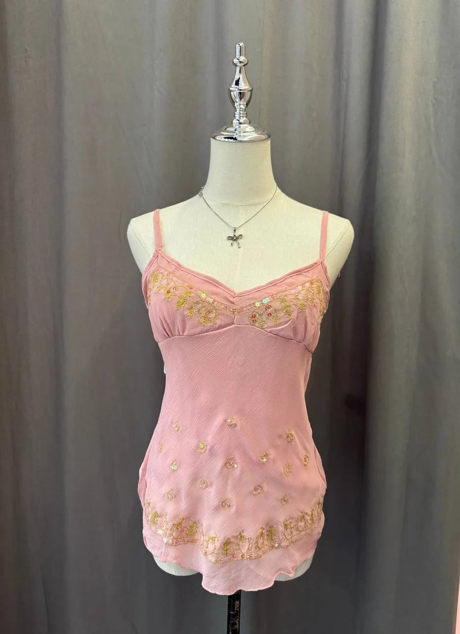 Baby Pink Beaded Cami 1
