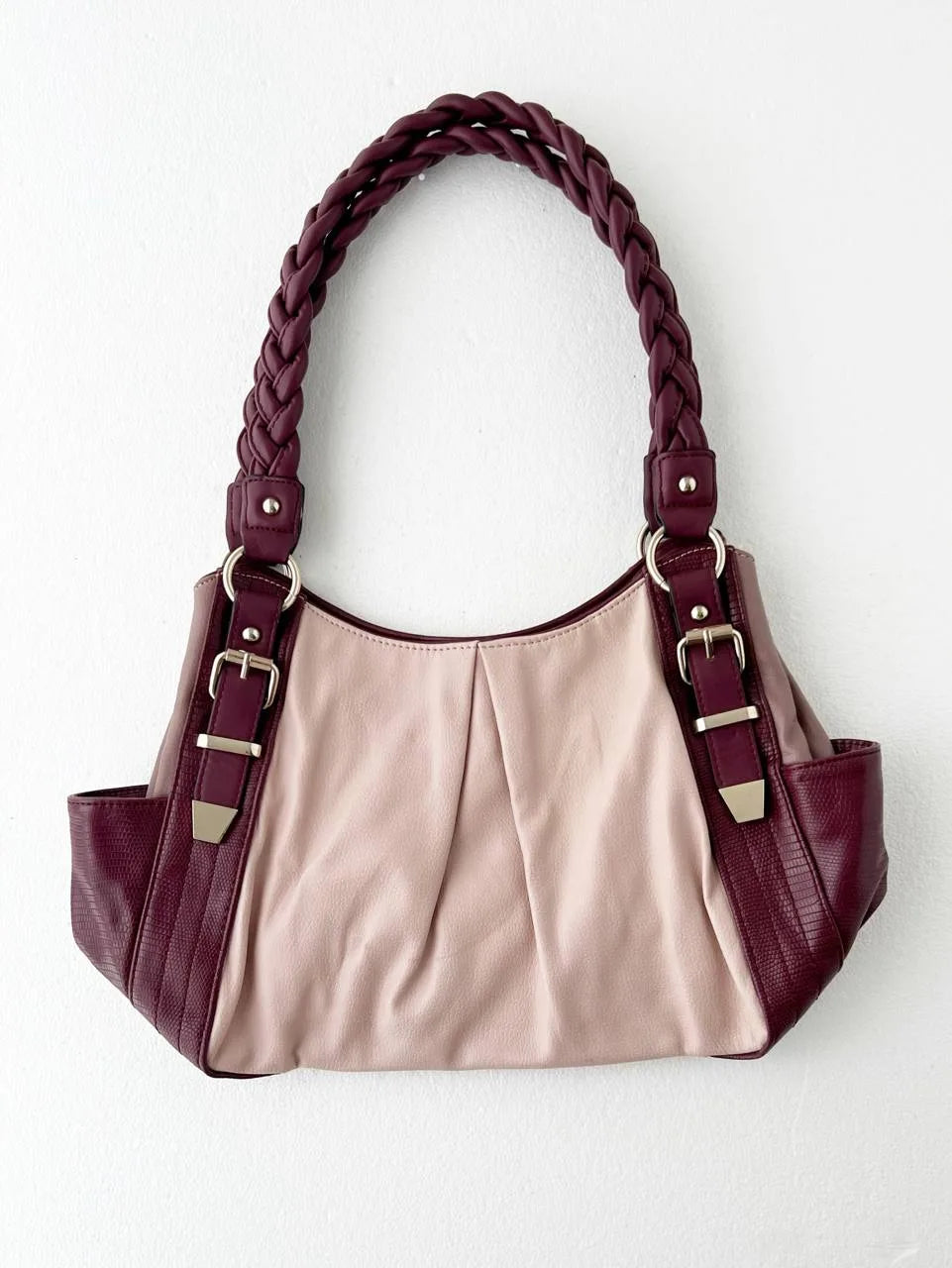 Baby Pink with Purple Contrast Shoulder Bag 1