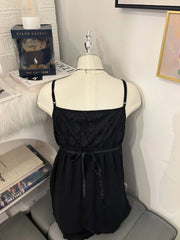Babydoll Tie-back Lace Trim Black Cami 3
