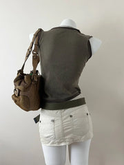 Beige Cargo Mini Skirt 3