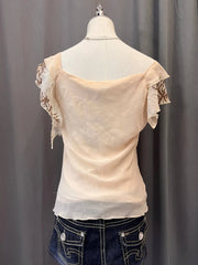 Beige Flutter Sleeve Blouse 3