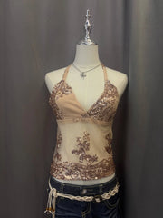 Beige Sequin Sheer Reworked Halter 1