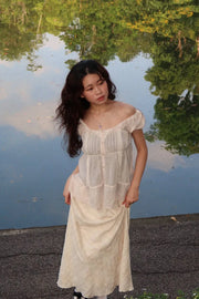 Beige Textured Midi Skirt 3