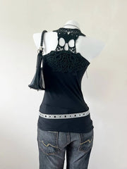 Black Bedazzled Fitted Tank 3