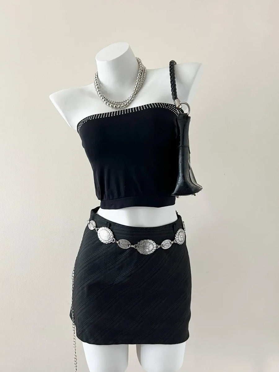 Black Bejeweled Tube Top