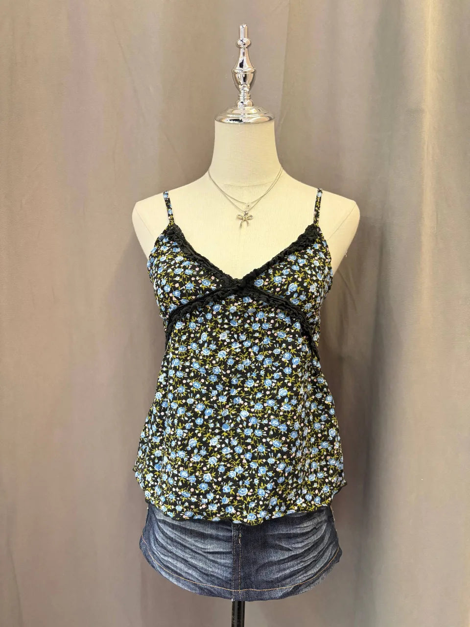 Black & Blue Floral Cami 1