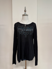 Black Blue Harley Davidson Long Sleeve 1