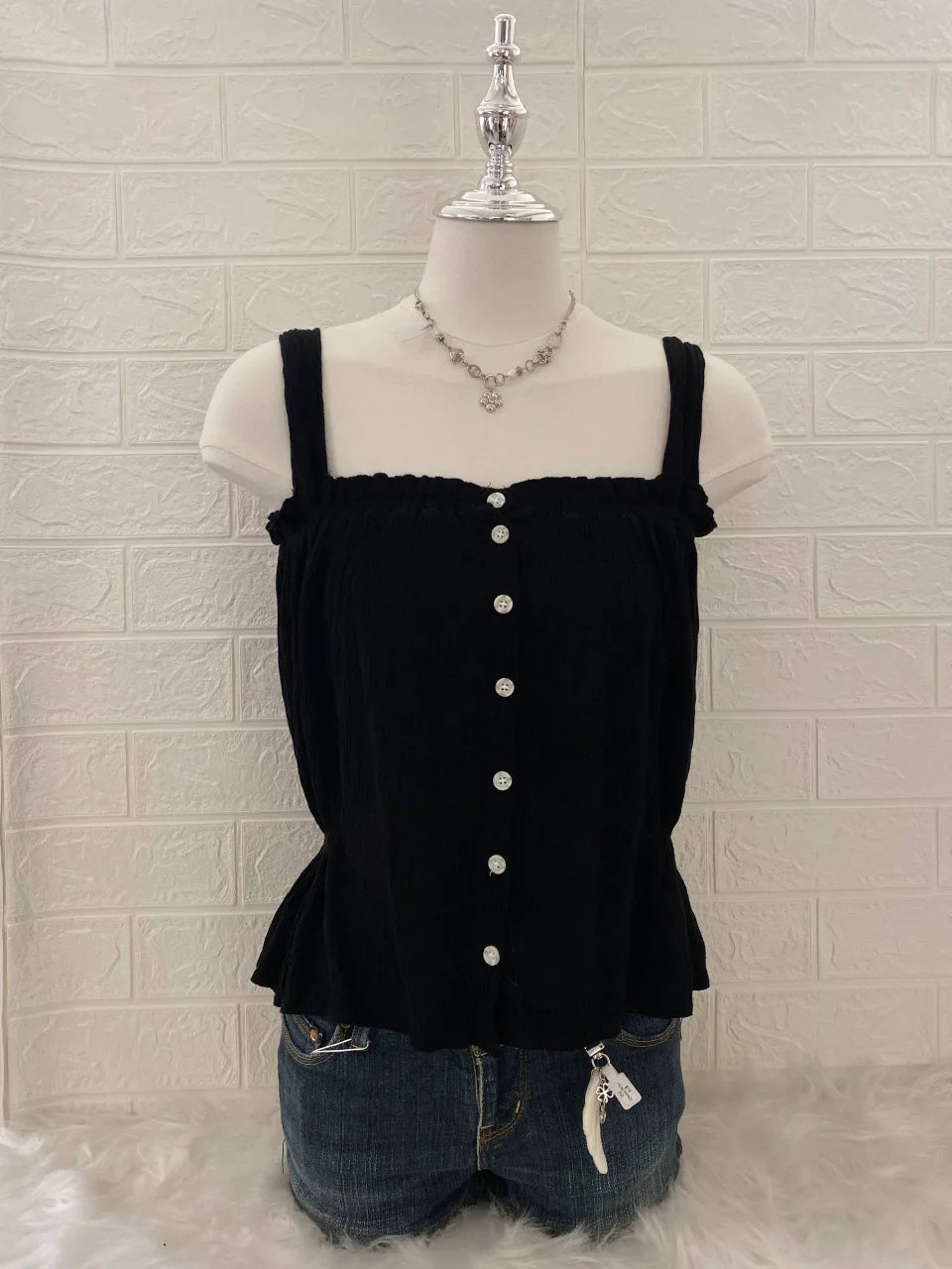 Black Button Front Camis 1
