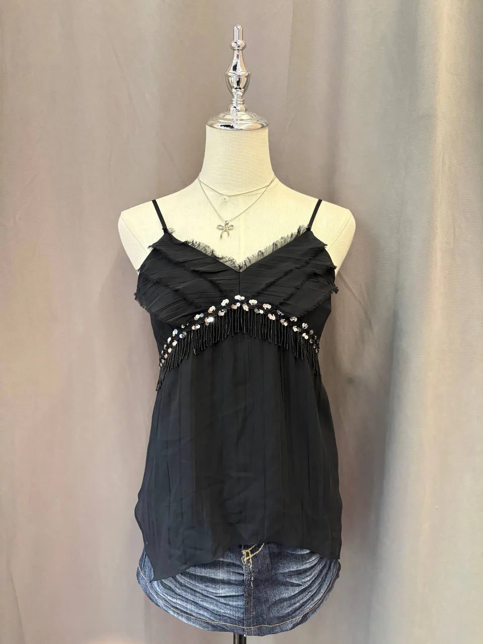 Black Cami with Sequins 1
