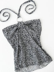Black Ditsy Floral Prints Halter 2