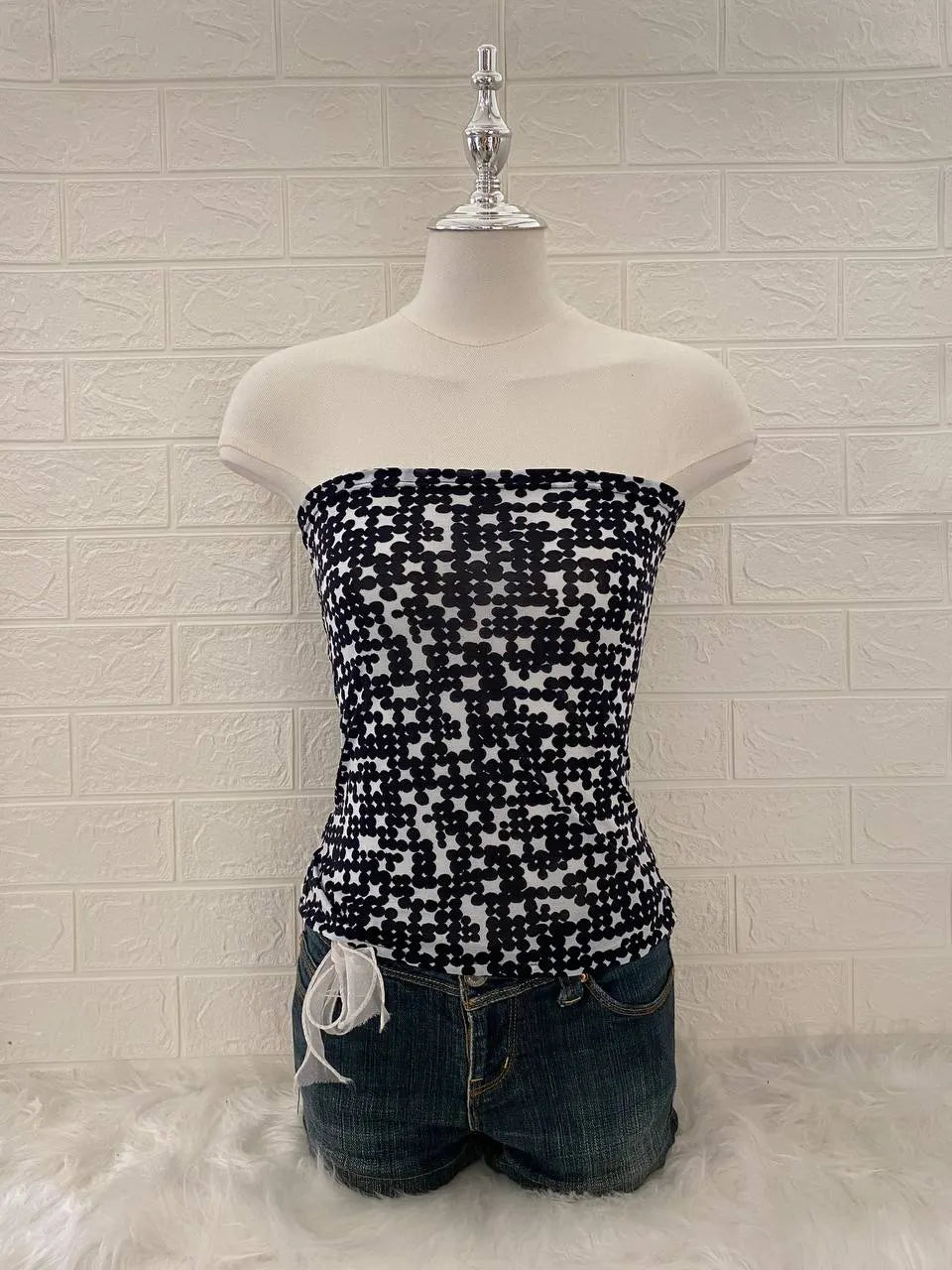 Black Dotted Tube Top 1