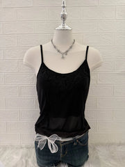 Black Floral Design Camis 1