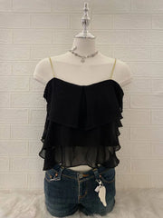 Black Flutter Chiffon Cami 1