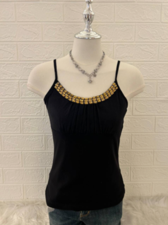 Black Gold Beaded Cami Top 1