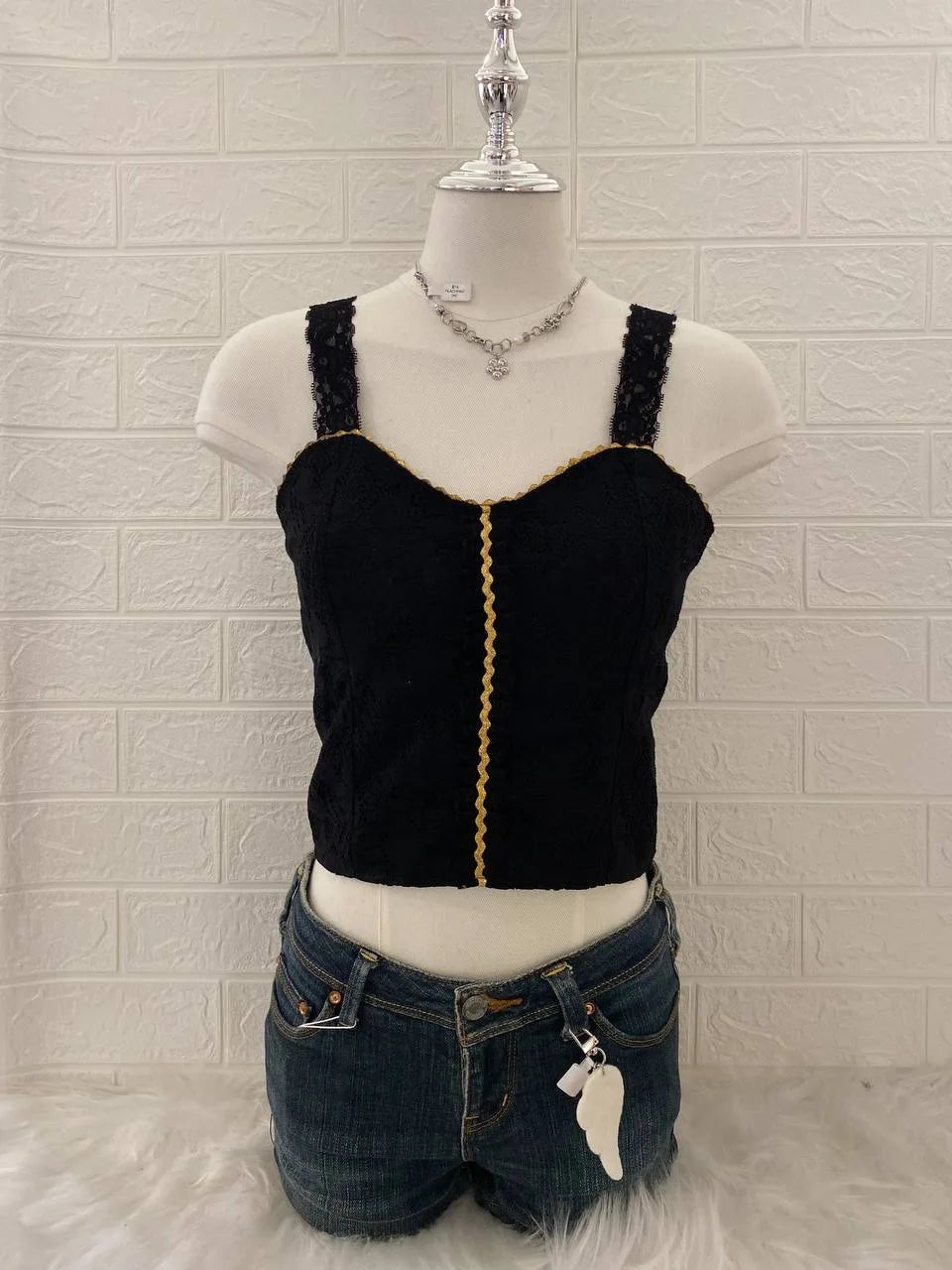 Black Gold Embroidery Cami 1