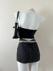 Black Graphic Reworked Tube Top 2