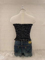 Black Grid Pattern Tube Top 2