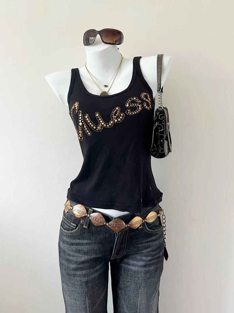 Black Guess Gold Rivet Tank