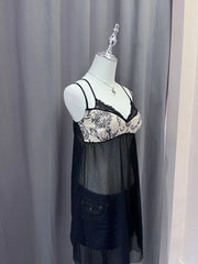 Black Lace Trim Sheer Cami Dress 2