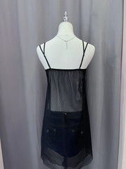 Black Lace Trim Sheer Cami Dress 3