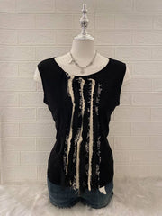 Black Patchwork Front Detail Tank 1